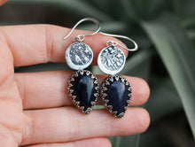 Load image into Gallery viewer, Velaris- Blue Goldstone + Sigil Earrings