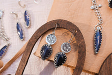 Load image into Gallery viewer, Velaris- Blue Goldstone + Sigil Earrings