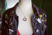 Load image into Gallery viewer, Tombstone + Pressed Flowers Encased in Glass Necklace