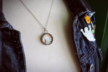 Load image into Gallery viewer, Tombstone + Pressed Flowers Encased in Glass Necklace