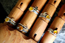 Load image into Gallery viewer, Amber + Moon Stacking Rings