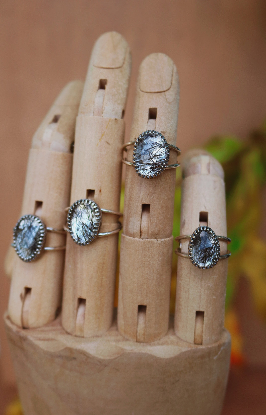 Faceted Tourmalated Quartz Rings