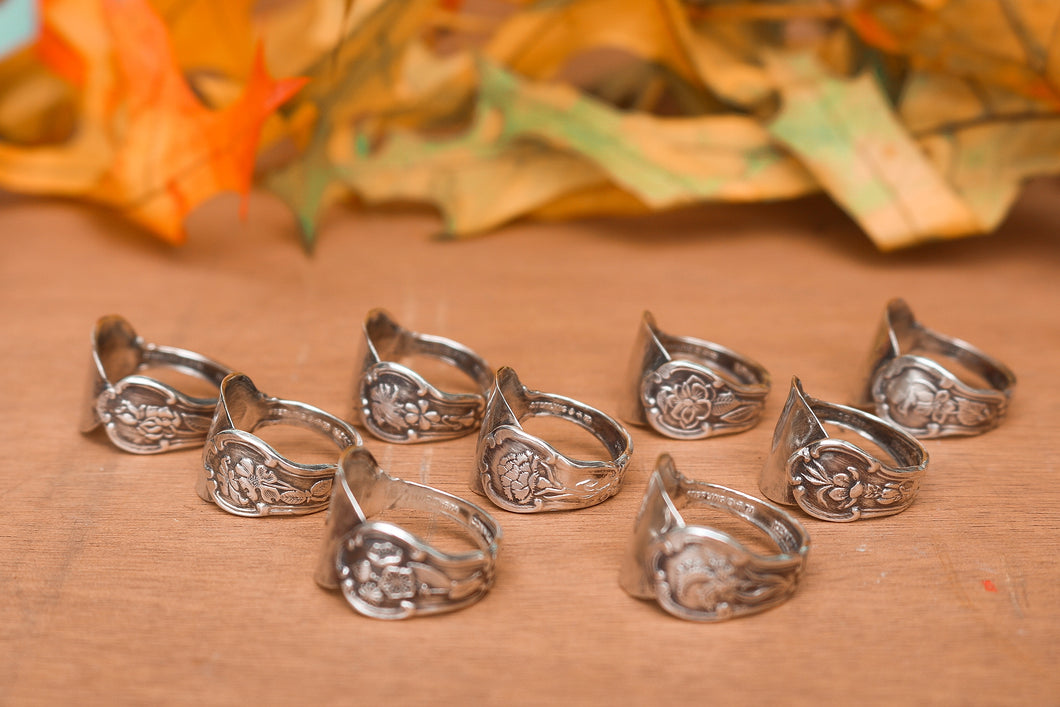 Antique State Flower Spoon Rings