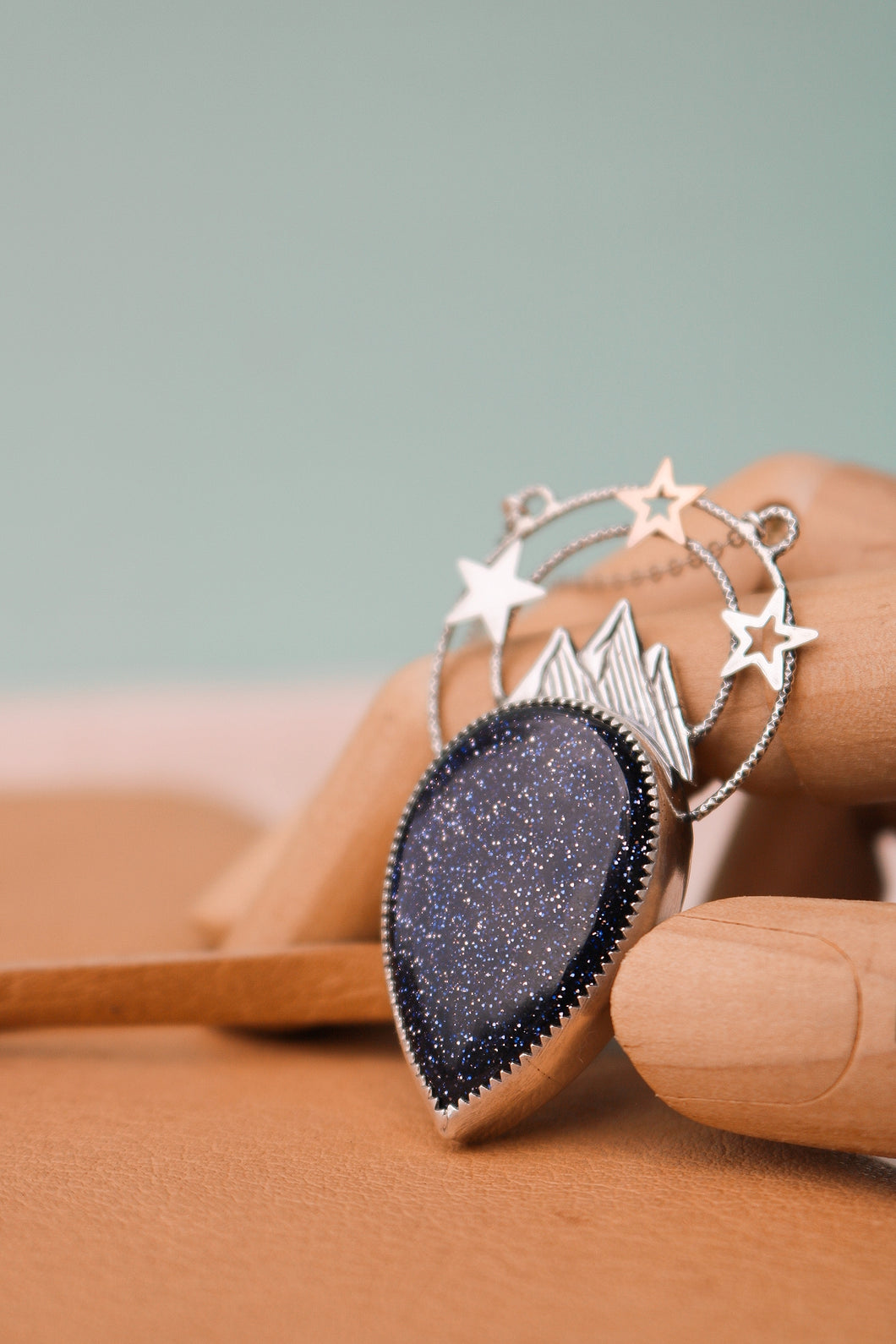 The City of Starlight- Blue Goldstone Tribute Necklace