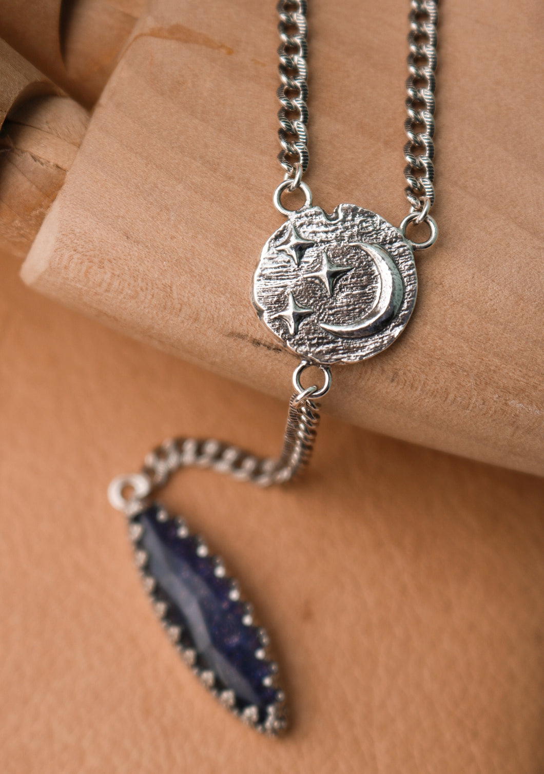 The Court of Dreams- Blue Goldstone Lariat Necklace