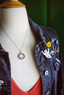 Tombstone + Pressed Flowers Encased in Glass Necklace